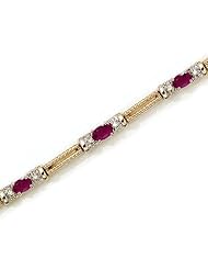 10k Yellow Gold Natural Ruby And Diamond Tennis Bracelet