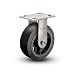 Albion 16 Series 5" Diameter Moldon Rubber on Cast Iron Wheel Medium Heavy Duty Zinc Plate Rigid Caster, Roller Bearing, 4-1/2" Length X 4" Width Plate, 450 lbs Capacity (Pack of 4)