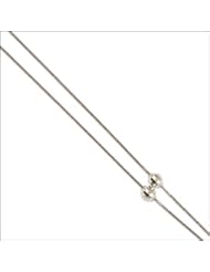 14k White Gold, Double Row Snake Chain with Beads Anklet