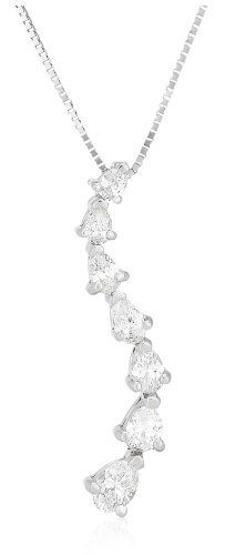 14k White Gold Pear Shaped Diamond Journey Curve Pendant (1/2 cttw, H-I Color, I1 Clarity)