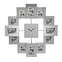 Multi-Photo-Frame Clock (Silver Colour) - Holds 12 Photographs