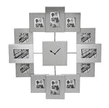 Photo-frame Clock (Silver Colour) - Holds 12 Photographs