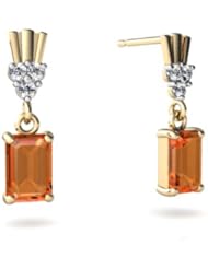 Genuine Fire Opal 14kt Yellow Gold Dangle Drop Earrings