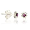 Sterling Silver .925 Purple Rhinestone 5mm Mini Kid Flower Junior Small Stud Earrings