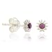 Sterling Silver .925 Purple Rhinestone 5mm Mini Kid Flower Junior Small Stud Earrings