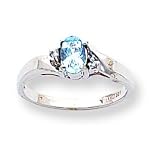 14k White Gold .02ct Diamond & Aquamarine BirthStone Ring