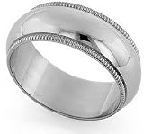 Platinum Milgrain Heavy Classic-Fit Wedding Band, 7mm Wide