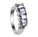 Sterling Silver Band Quad Emerald Cut Amethyst Cubic Zirconia Ring