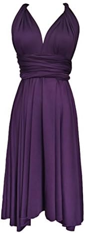 Knee Length Plus Size infiity Bridesmaids Dress in Royal Purple Chiffon,One Size