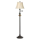 IMAGE OF Kichler Lighting 74240 Clayton 60-Inch Portable Swing Arm Floor Lamp, Restoration Bronze and Marble Accent with Champagne Soft Back Shade
