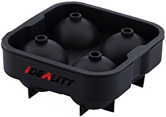 Ideality Ice Cube Ball Maker Mold Flexiable Silicone Material Round Ice Tray Molds 4*4.5cm Four Large Sphere Molds Cube Whiskey Cocktails