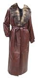 Bergama Brownish-Red Soft Light Weight Lamb Nappa Leather Coat with detachable Fox Collar-Brown