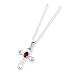 Sterling Silver Garnet Cross Necklace with 18 inch Sterling Silver Chain