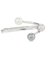 Majorica 3/12mm Multi-Pearls and Cubic Zirconia Bangle Bracelet
