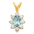 14K Yellow Gold Aquamarine and Diamond Pendant
