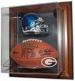 Case-Up Mini Helmet and Football Display Case with Engraved NFL Team Logo (Wood)