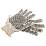 BLACK AND WHITE HIGH QUALITY TWO SIDED BLACK DOTTED COTTON/POLY STRING KNIT WORKING GLOVES /2 PAIRS