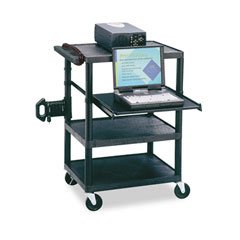 Quartet TPW35Q Multimedia Projector/AV Cart, Four Shelves, 24w x 18d x 35h, Black
