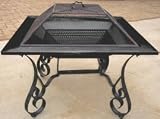 31wVDx%2BsQxL. SL160  Oakland Living Victoria 33 Square, Fire Pit with Grill Iron and Wrought Iron Black