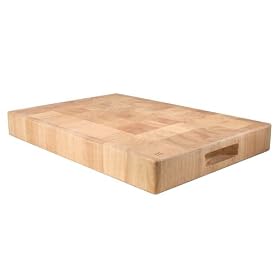T&G Rectangular Chopping Board in End Grain Natural Hevea Wood, Large