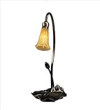 Floral Art Glass Nouveau Table Lamp - 1 Lt Lily Amber