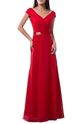 V-neck Crystal Beaded Corset   Waistline Chiffon Evening Dress/Wedding Dress 