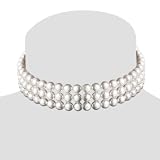 Bling Jewelry 8mm South Sea Shell Pearl Three-Strand Choker Necklace
