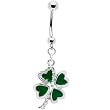 Jeweled Heart Shamrock Belly Ring