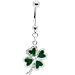 Jeweled Heart Shamrock Belly Ring