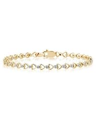 10K Yellow Gold Diamond Heart Bracelet