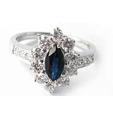 31wVu3FhZSL. SL160  Marquise Sapphire & Diamond Vintage Style Ring 18KWG