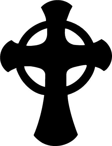 5"h X 3.85"w Cross. Black or White, Decal, Sticker (Black, 5"h X 3.85"w)