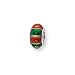Green & Orange Striped, Hand-blown Glass Charm title=