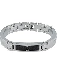 Stainless Steel Double ID Bracelet with Carbon Fiber 08.50 Inch Black Carbon Fiber B849