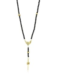King Baby Rosary with 6mm Onyx Beads with 18K Vermeil Winged Skull and Dagger