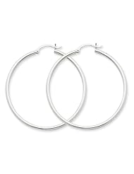 2mm, 14K White Gold Classic Hoop Earrings, 65mm (2 1/2")