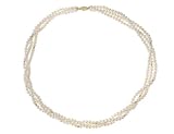 Freshwater White Pearl 4-5mm Multi-Strand Necklace with 14K Yellow Gold