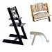 Stokke Tripp Trapp High Chair, Cushion, and Baby Rail - Black with Beige Stripe