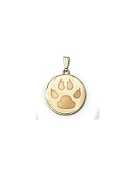 Solid 14k Yellow Gold Round Cats Paw Print Picture Locket - 3/4 Inch x 3/4 Inch and 1 Inch x 1 Inch
