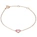14K Rose Gold Pink Sapphire Heart Bracelet