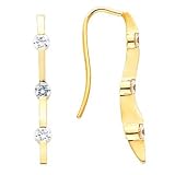 14K White or Yellow Gold Three-Stone Diamond Earrings - 0.50 Ct., 1.00 Ct., 1.50 Ct. or 2.00 Ct. (ALSO AVAILABLE WITH GEMSTONES)