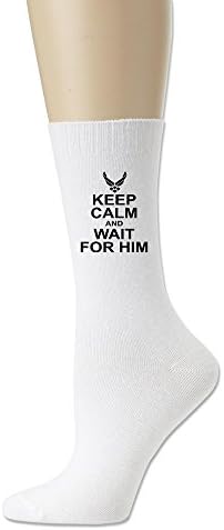 Keep Calm And Wait For Him Airforce Crew Socks White