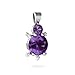 14K White Gold Round Genuine Amethyst Turtle title=