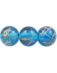 Round Drawbench Glass Crackle Beads, 30 In. Strand, Turquoise Trans, 8mm (1)