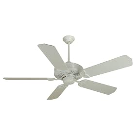 Craftmade AT52W, American Tradition White 52" Ceiling Fan with F104CFL-W-405 Light & B552S-W Blades