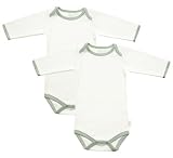 Organic Cotton Long-Sleeve Bodysuits 2-pk. - Sage Trim (3-6 mos.)