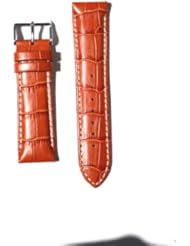 20mm Heavy-Padded Tan Alligator Grain with Contrast Stitch and S/S Buckle