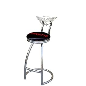 Corvette Bar Stool, Billet Aluminum, C5 Logo With Backrest