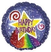 CTI Industries Happy B'day Watercolor Star Package Balloon, 18", Multicolor