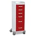 TrippNT 51090 HDPE/ABS Tall Cart, Front Locking, 15" Width x 46" Height x 17" Depth, 6 Drawers, Cherry Red